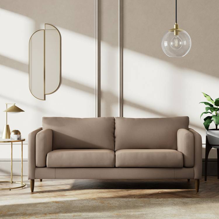 Habitat Newington Fabric 3 Seater Sofa - Biscuit - Dark Leg 0