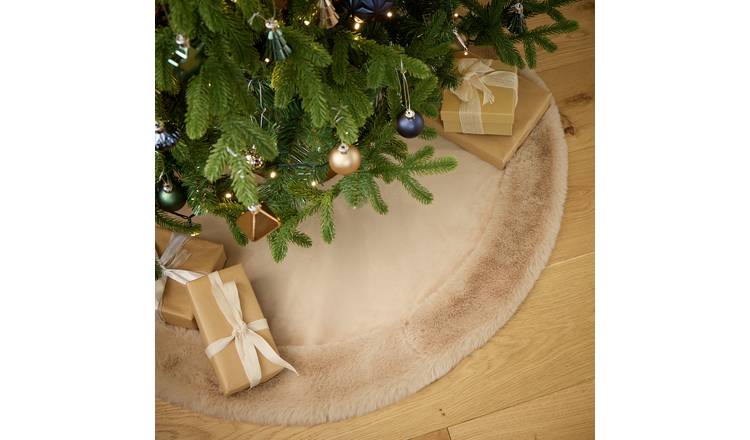Habitat Taupe Velvet and Faux Fur Christmas Tree Skirt