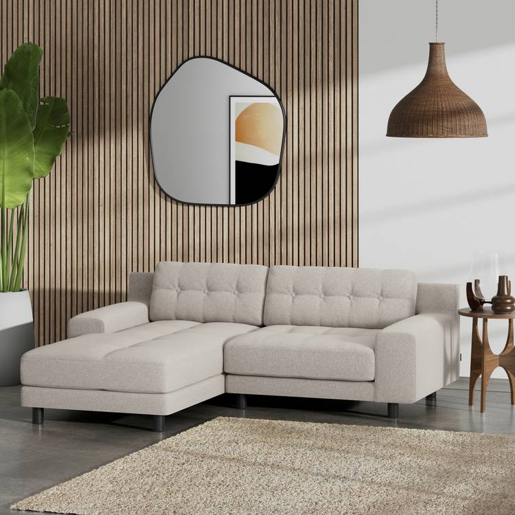 Habitat Hendricks Left Hand Corner Sofa - Stone - Black Leg 0