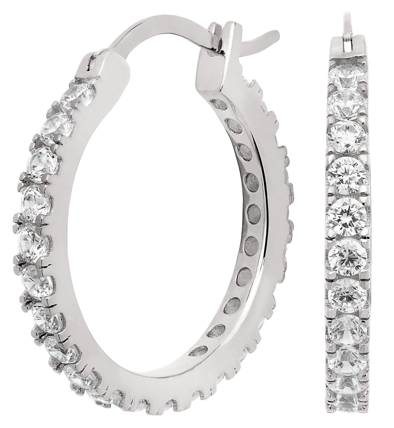 Revere Sterling Silver Cubic Zirconia Hoop Earrings