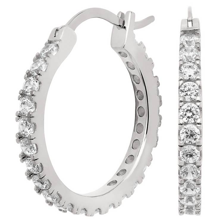Revere Sterling Silver Cubic Zirconia Hoop Earrings 0