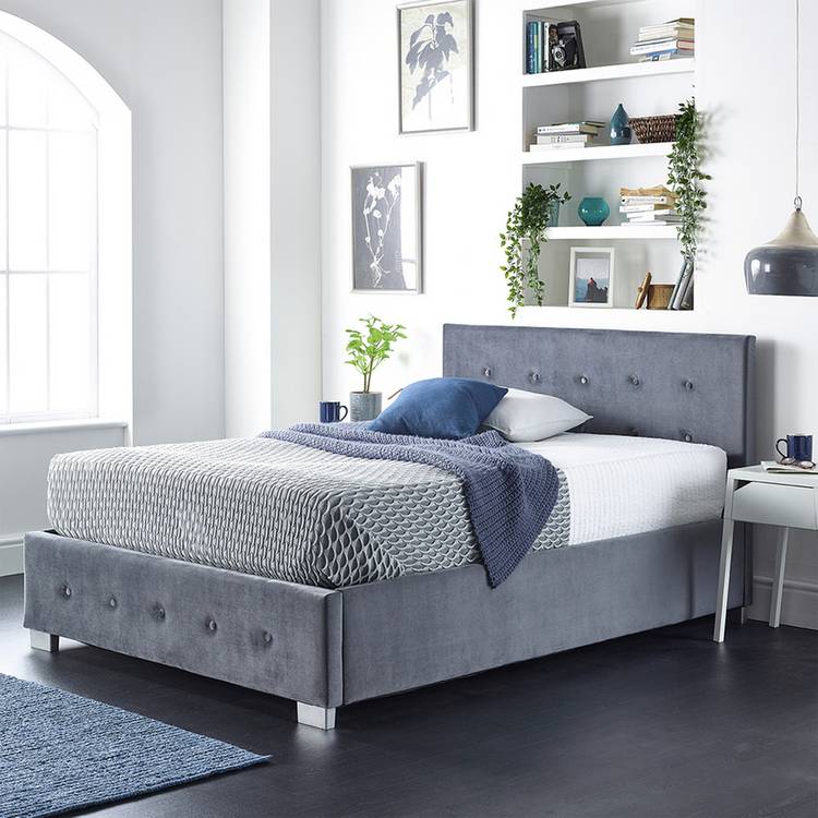 Aspire Side Lift Double Ottoman Bed with Mattress - Grey 0