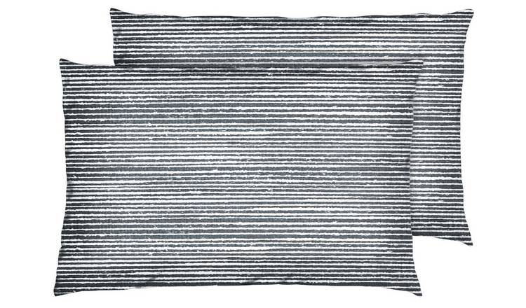 Habitat Stockholm Stripe Print Standard Pillowcase Pair-Grey