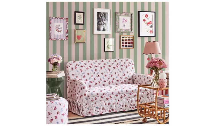 Cath Kidston Canopy Stripe Wallpaper - Green & Pink