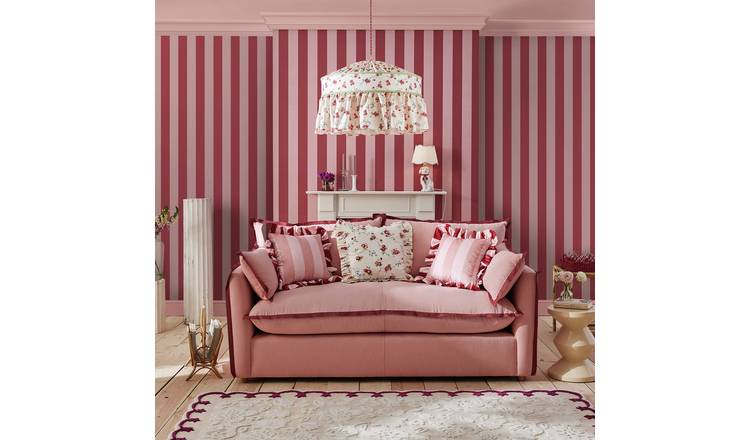 Cath Kidston Canopy Stripe Home Wallpaper - Pink and Red