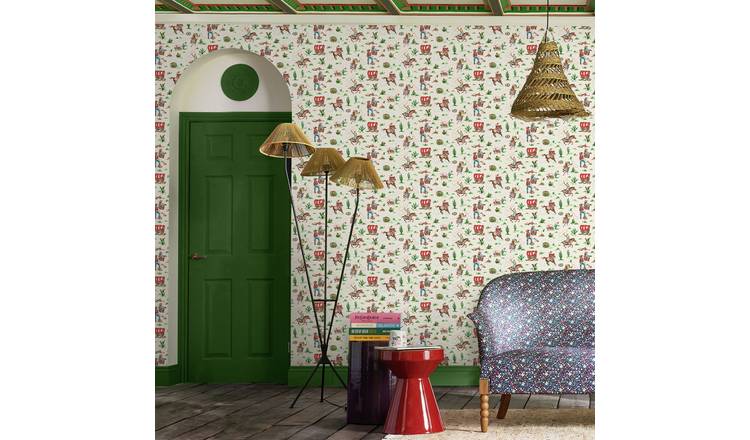 Cath Kidston Cowgirls Wallpaper - Multicoloured