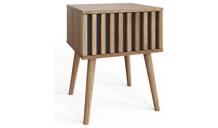 GFW Louvered 1 Drawer Side Table - Oak