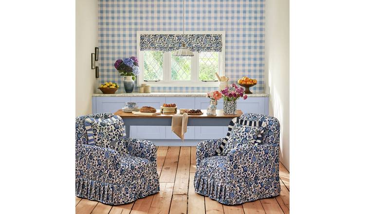 Cath Kidston Painted Home Wallpaper - Gingham Blue