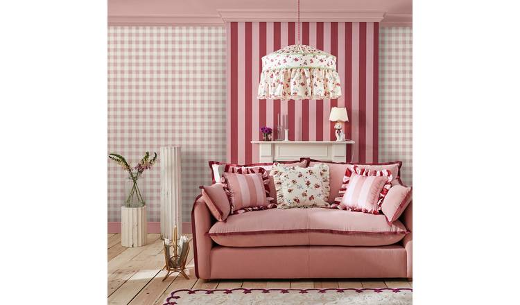 Cath Kidston Painted Gingham Wallpaper - Pink