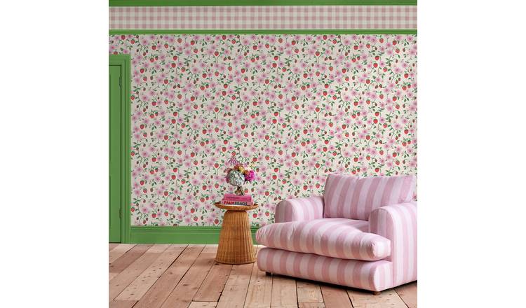 Cath Kidston Strawberry Spring Wallpaper - Pink