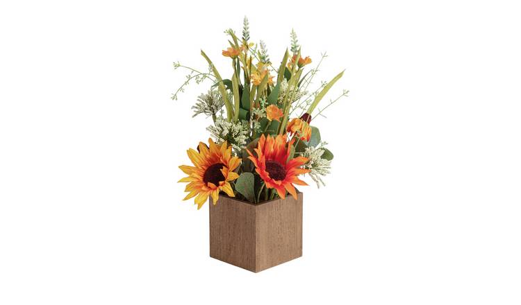 Argos Home Artificial Sunflower Arrangement in Wooden Box