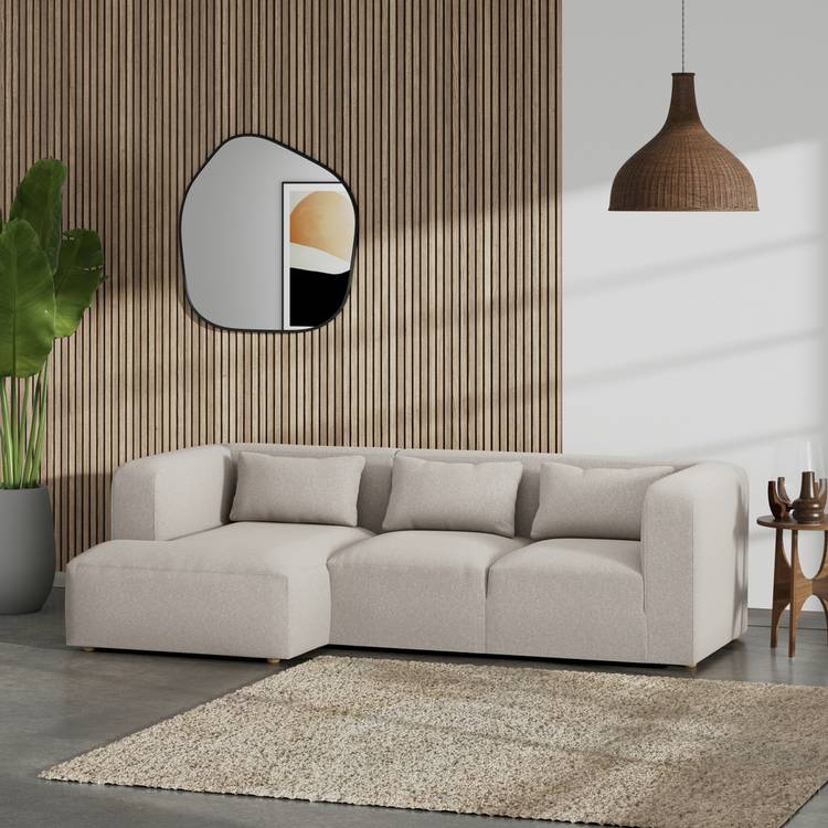 Habitat Lars Left Hand Corner Sofa - Stone - Ash Leg 0