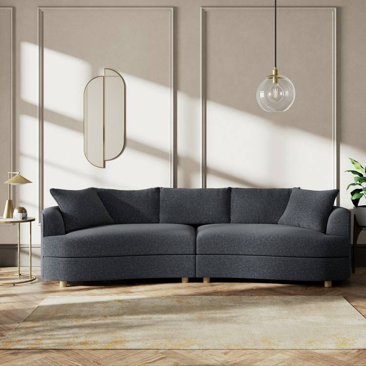 Habitat Sacha Fabric 4 Seater Sofa - Charcoal - Ash Leg 0
