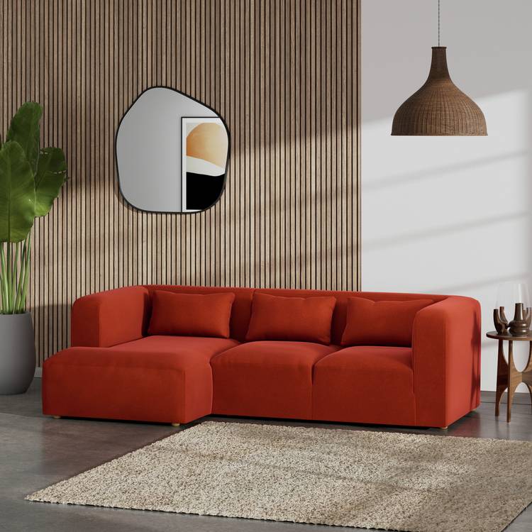 Habitat Lars Left Hand Corner Sofa - Burnt Orange - Ash Leg 0