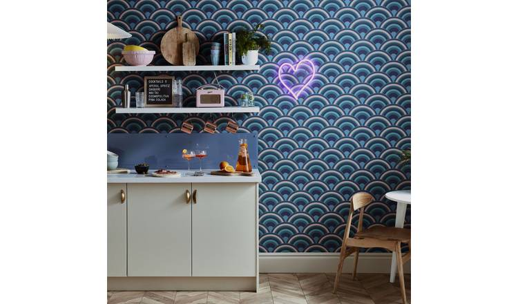 Envy Curve Surf Home Wallpaper - Navy Blue