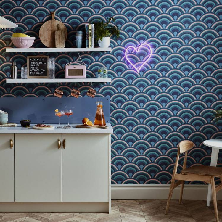 Envy Curve Surf Home Wallpaper - Navy Blue 0