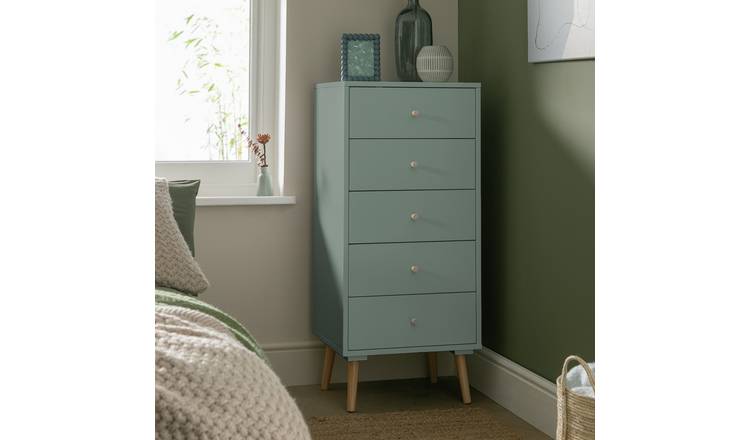 Habitat Otto 5 Drawer Tallboy - Sage Green