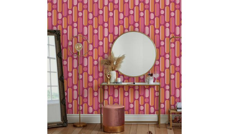 Envy Morse Dot Dash Wallpaper - Pink and Orange