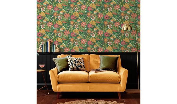 Envy Oopsy Daisy Ochre Wallpaper - Multicoloured