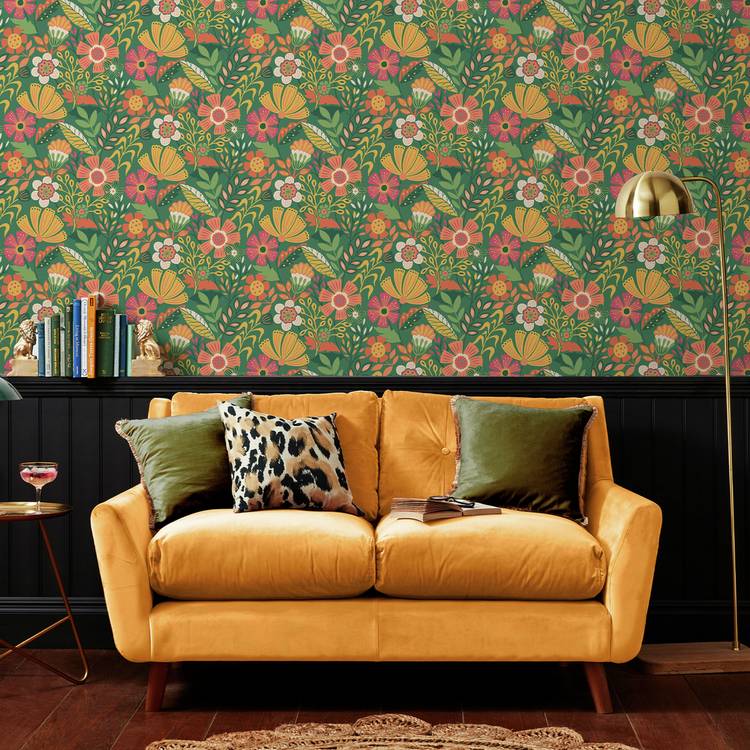 Envy Oopsy Daisy Ochre Wallpaper - Multicoloured 0
