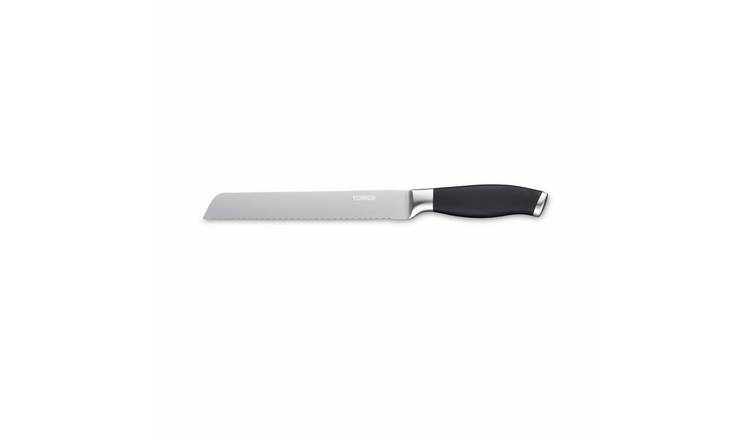 Tower Soft Grip Bread Knife - Black & Silver