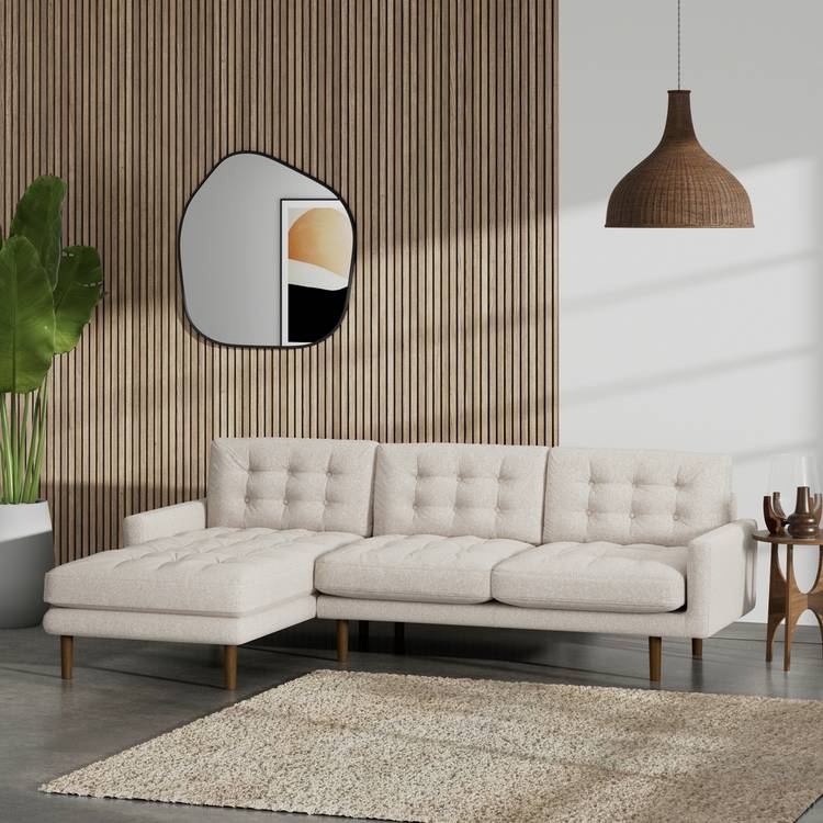 Habitat Fenner Left Hand Corner Sofa - Natural - Dark Leg 0