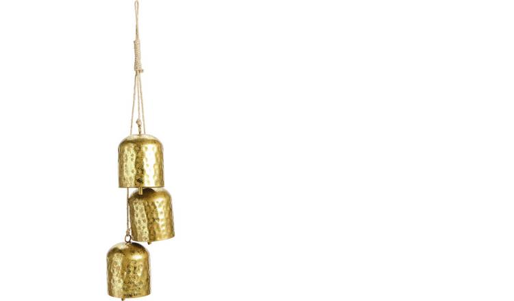 Habitat Gold Metal Hanging Christmas Bells 