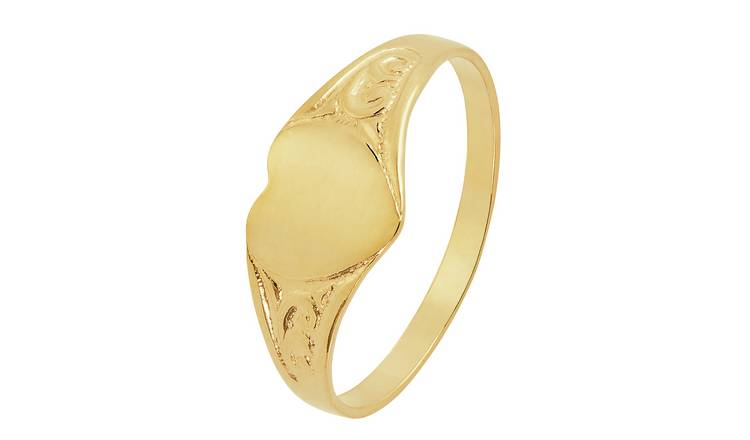 Revere 9ct Gold Heart Signet Kids Ring - J