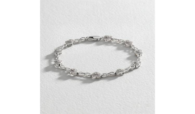 Sterling silver hot sale heart bracelet