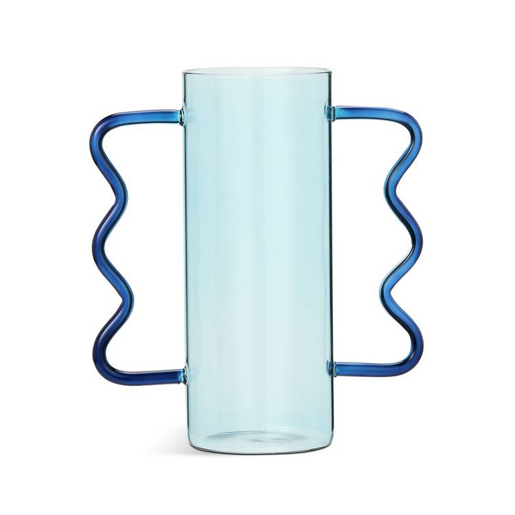 Habitat Wiggle Handed Glass Vase - Blue  0