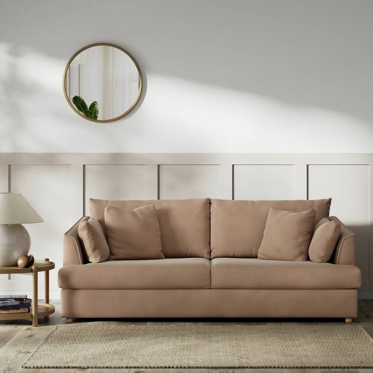 Habitat Holmfirth Velvet 3 Seater Sofa - Latte 0