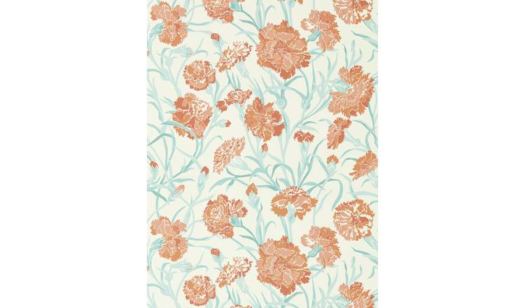 Harlequin Fleur De Joie Paprika Aqua Wide Width Wallpaper