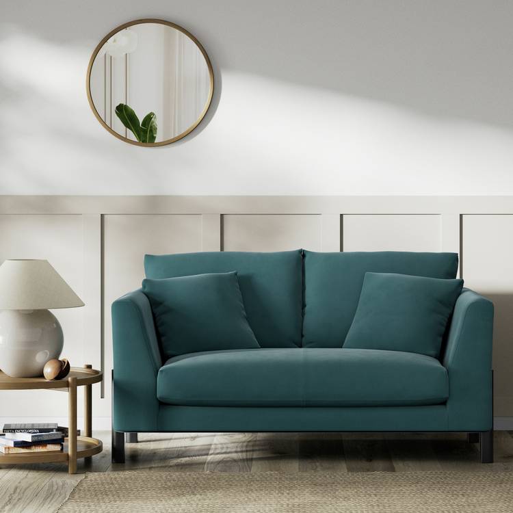 Habitat Aston Fabric 2 Seater Sofa - Teal - Black Leg 0