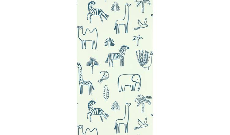 Harlequin Kids Funky Jungle Blue Wallpaper