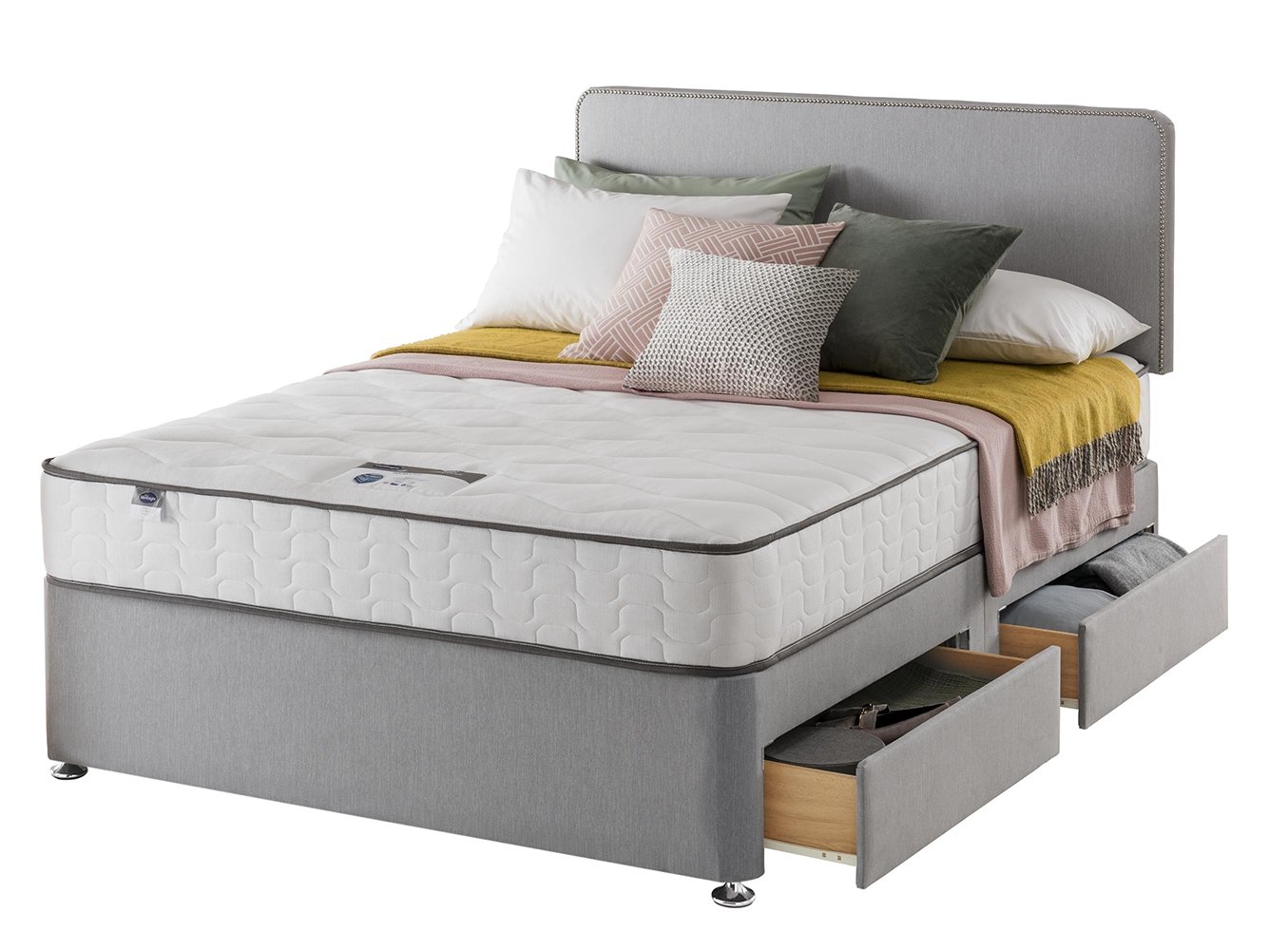 Silentnight Pavia Kingsize Comfort 4 Drawer Divan Bed - Grey
