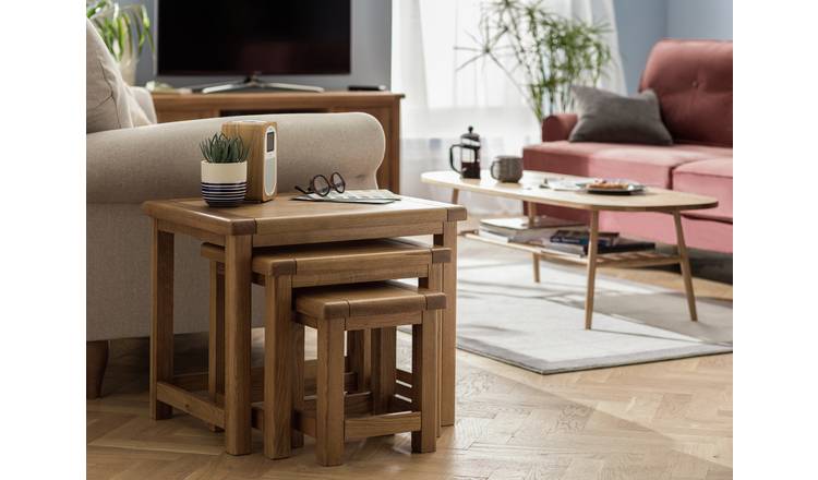 Argos Home Kent Nest of 3 Tables - Oak