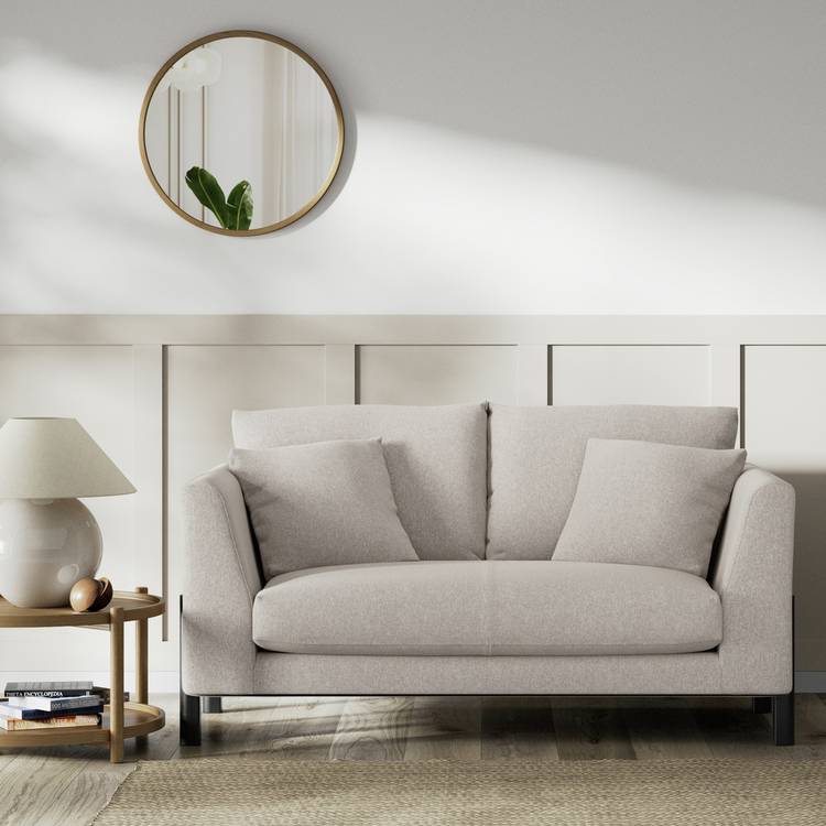 Habitat Aston Fabric 2 Seater Sofa - Stone - Black Leg 0