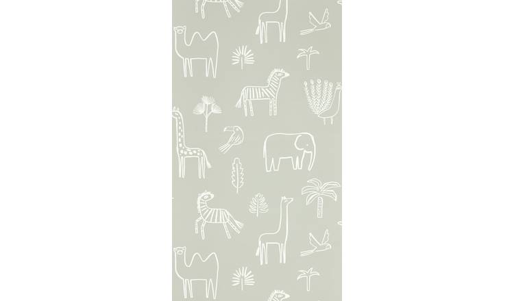 Harlequin Kids Funky Jungle Stone Grey Wallpaper
