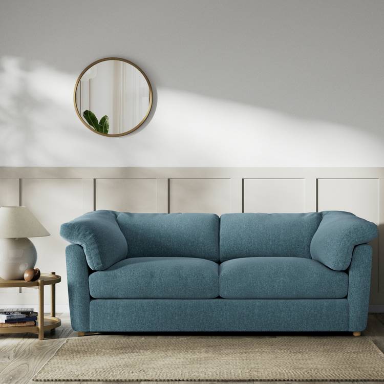 Habitat Wynn Fabric 3 Seater Sofa - Blue - Ash Leg 0