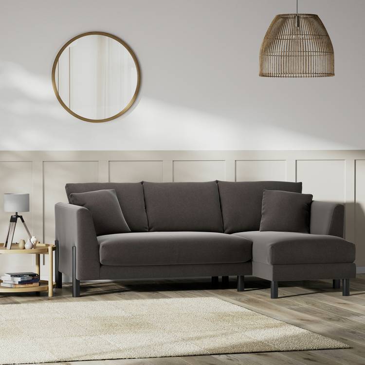 Habitat Aston Right Hand Corner Sofa - Slate Grey -Black Leg 0