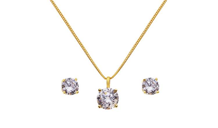 Revere 9ct Gold Plated Silver Pendant & Earring Set