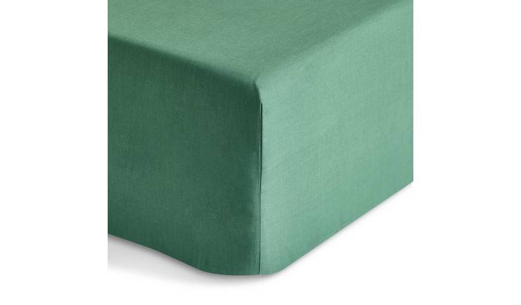 Habitat Cotton Rich 180 TC Green Fitted Sheet - Small Double