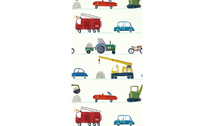Harlequin Kids Just Keep Trucking Multi Coloured Wallpaper