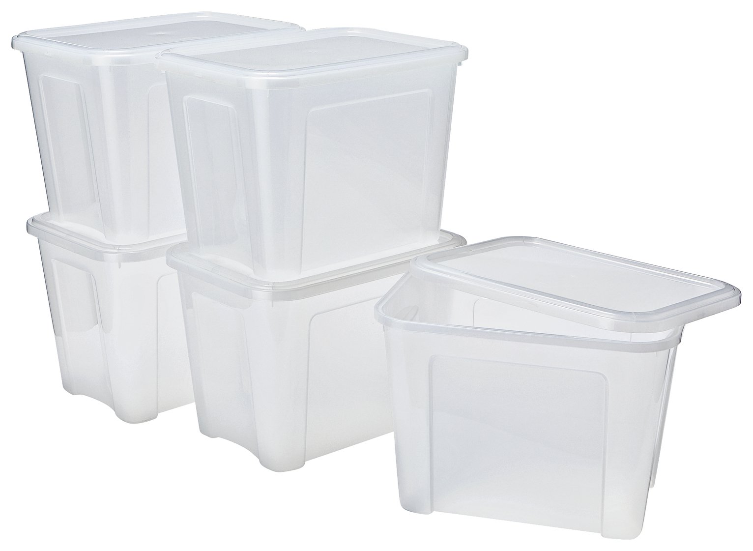 Argos Home 18 Litre Plastic Storage Box with Lid - Set of 5