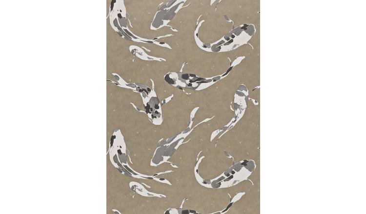 Harlequin Koi Metal Brown Wallpaper