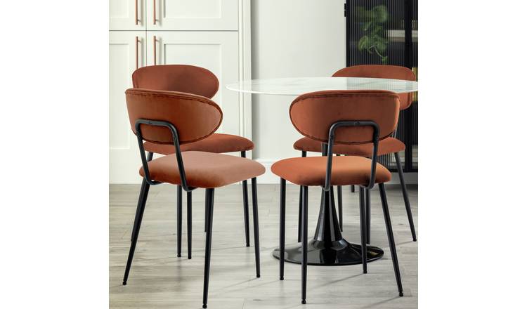 Habitat Tulip Marble Effect Dining Table & 4 Copper Chairs