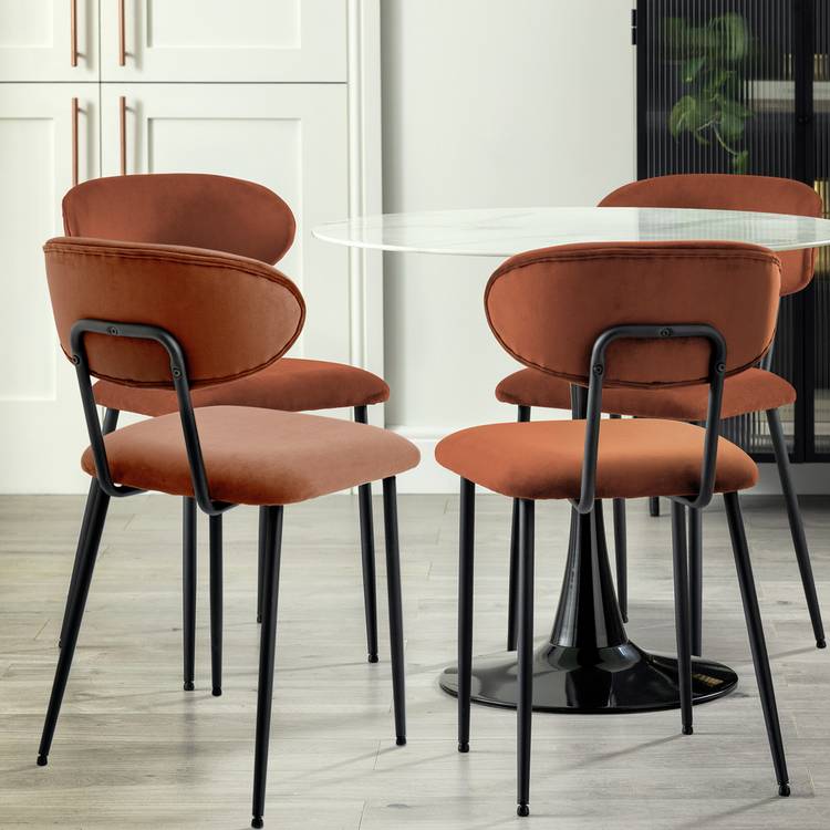 Habitat Tulip Black Dining Table & 4 Copper Chairs 0