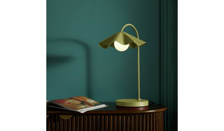 Habitat Yuno Pleat Metal Table Lamp - Olive