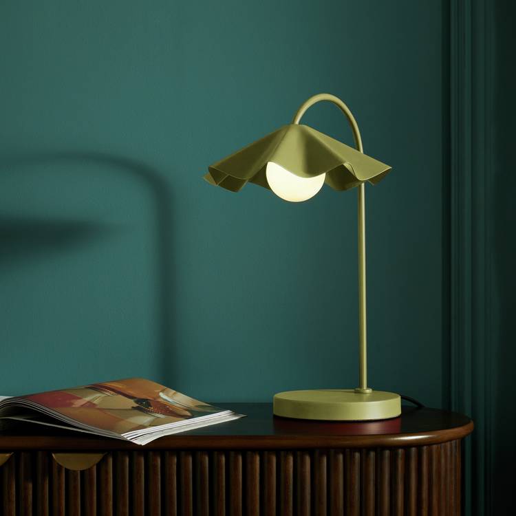 Habitat Yuno Pleat Metal Table Lamp - Olive 0
