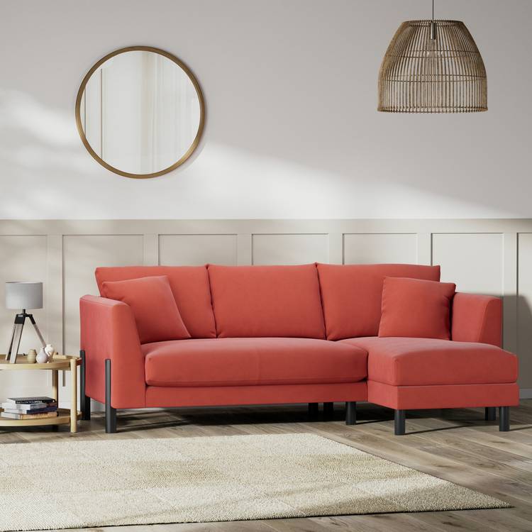 Habitat Aston Right Hand Corner Sofa - Papaya - Black Leg 0